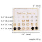 12 Pairs/set Stud Earrings Set With Card Transparent Zircon Balls Love Flowers Earrings Women Imulated Pearl Earrings Jewelry