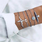LWMMD 5pcs/set Bohemian Love Charm Bracelets Bangles For Women Fashion Gold Color Strand Bracelets Sets Jewelry bohemian
