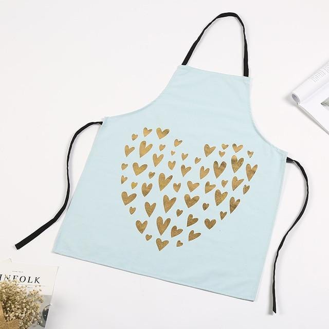 1Pcs Fashion Bronzing Cotton Apron Women Adult Bibs Home Cooking Baking Coffee Shop Cleaning Aprons Kitchen Accessories