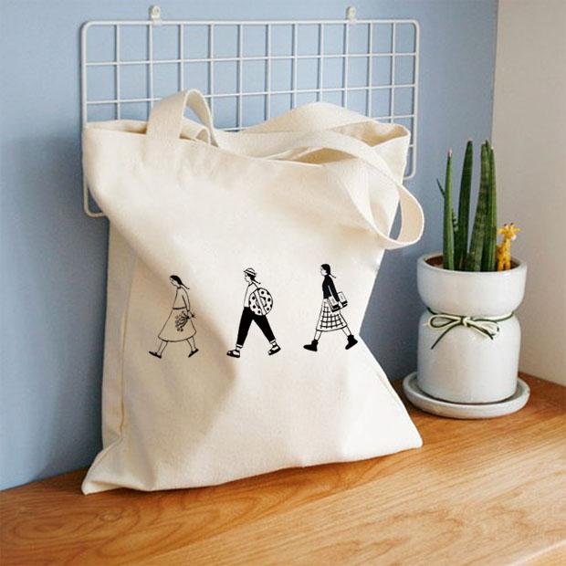 2019 New Women Canvas Bags Eco Reusable Shopping Bags With Zipper Foldable Shoulder Bag Girls Students Casual Handbag Tote