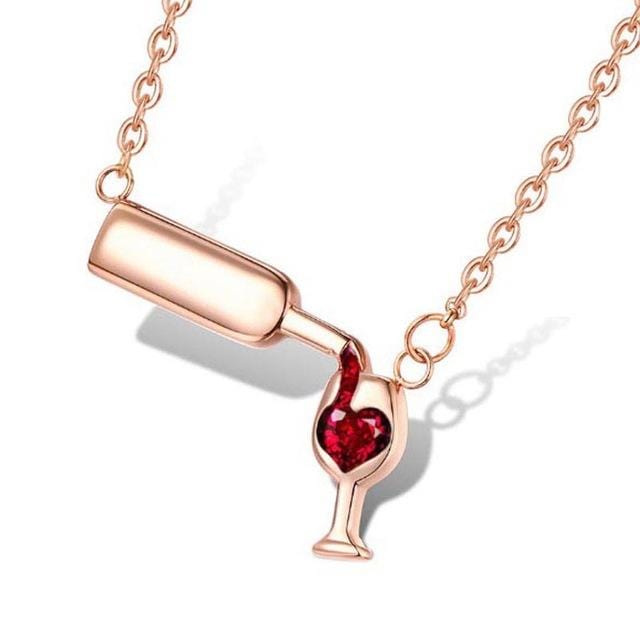 Love Wine Women Pendant Necklace Woman Necklace and Pendant Cubic Zirconia Unique Design Jewelry