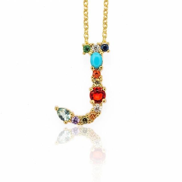 Multicolor charm Gold pendant necklace micro pave zircon initial 26 letter necklaces Couple Name necklace Christmas gift