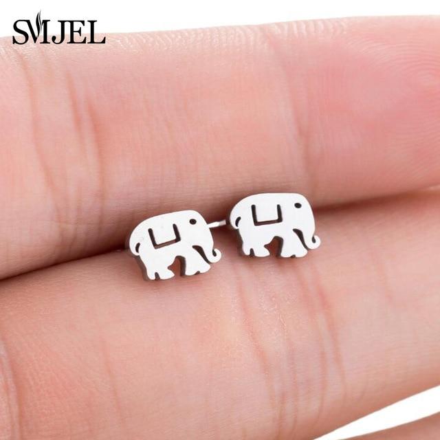 SMJEL Stainless Steel Mickey Stud Earrings for Women Girls Minimalist Fox Cat Hedgehog Earings Jewelry Animal Accessories Gifts