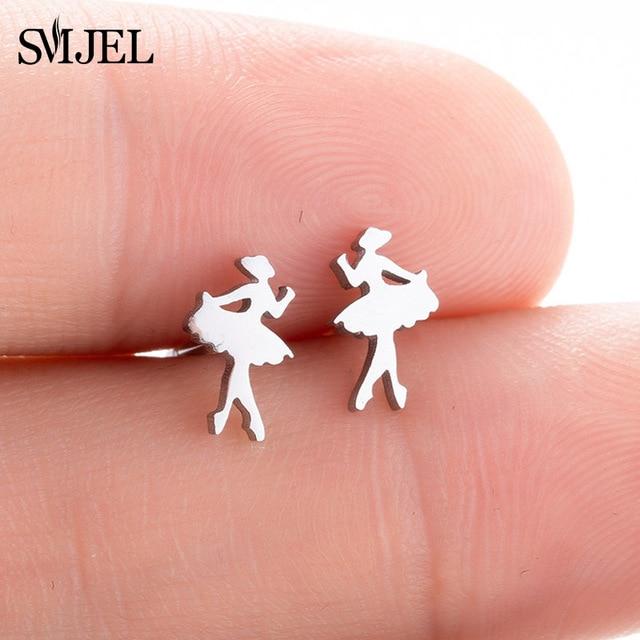 SMJEL Stainless Steel Mickey Stud Earrings for Women Girls Minimalist Fox Cat Hedgehog Earings Jewelry Animal Accessories Gifts