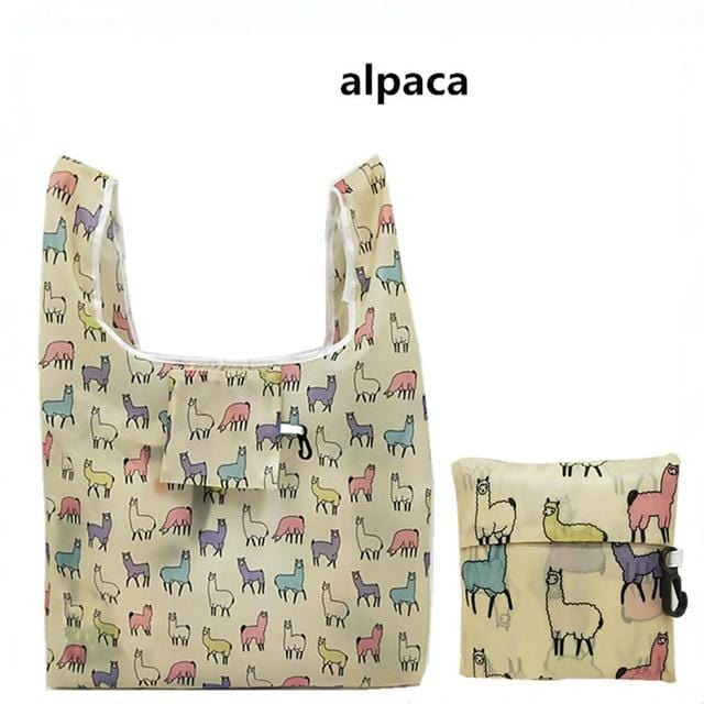 GABWE New Flamingo Recycle Shopping Bag Eco Reusable Shopping Tote Bag Cartoon Floral Shoulder Folding Pouch Handbags Printing