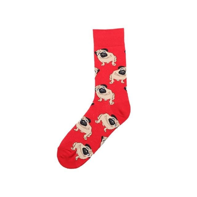 PEONFLY Men Fashion Printing Cartoon Crocodile Shark Zebra Dog Sloth Koala Flower Bird Colorful Socks Soft Comfort Cotton Socks