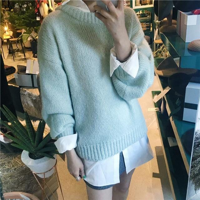 Sweater Women 2020 Autumn Winter Fashion Solid O Neck Pullover Sweaters Korean Style Knitted Long Sleeve Jumpers Casual Tops