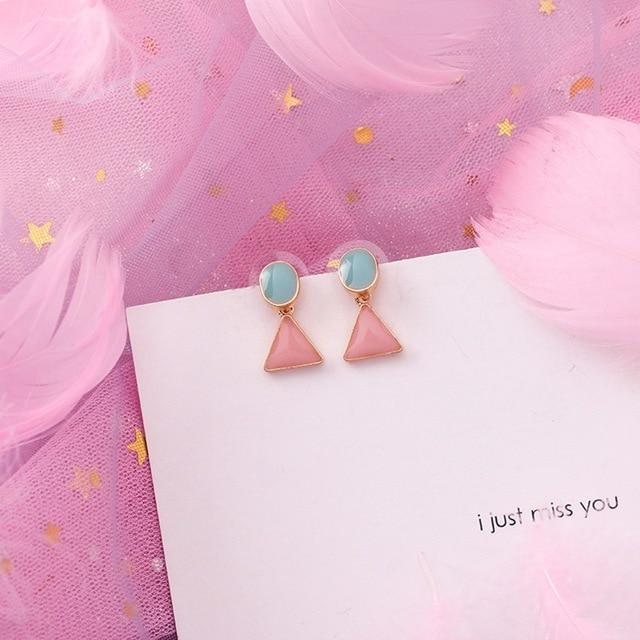 2019 Pink Earrings Korean Flower Sweet Geometric Earring Simulated Pearl pendientes mujer For Women Tassel Ear Jewelry brincos