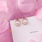 2019 Pink Earrings Korean Flower Sweet Geometric Earring Simulated Pearl pendientes mujer For Women Tassel Ear Jewelry brincos