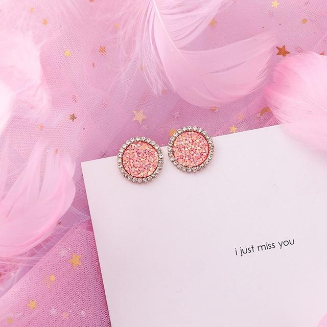 2019 Pink Earrings Korean Flower Sweet Geometric Earring Simulated Pearl pendientes mujer For Women Tassel Ear Jewelry brincos