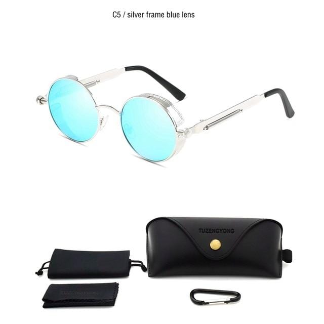 Classic Gothic Steampunk Sunglasses Polarized Men Women Brand Designer Vintage Round Metal Frame Sun Glasses High Quality UV400