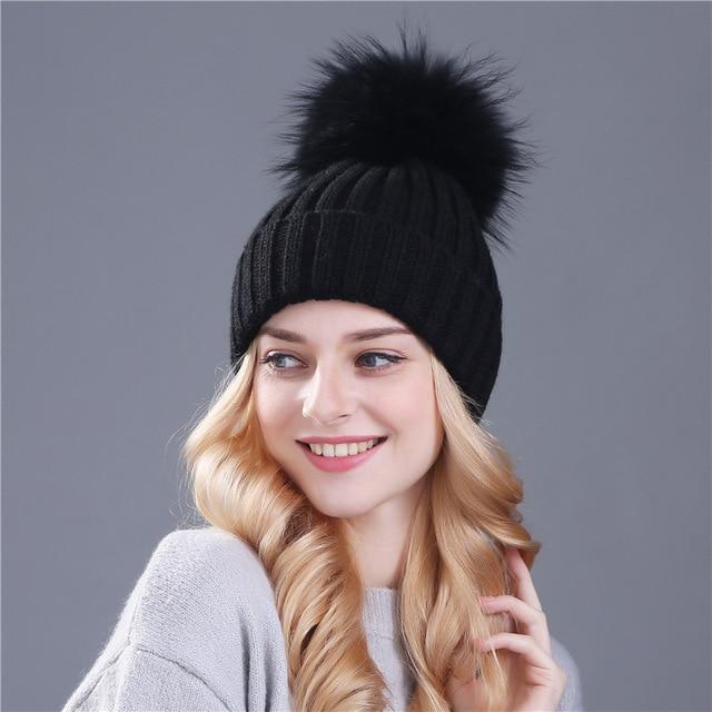 Xthree mink and fox fur ball cap pom poms winter hat for women girl 's hat knitted beanies cap brand new thick female cap