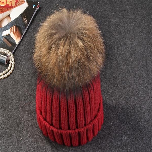 Xthree mink and fox fur ball cap pom poms winter hat for women girl 's hat knitted beanies cap brand new thick female cap