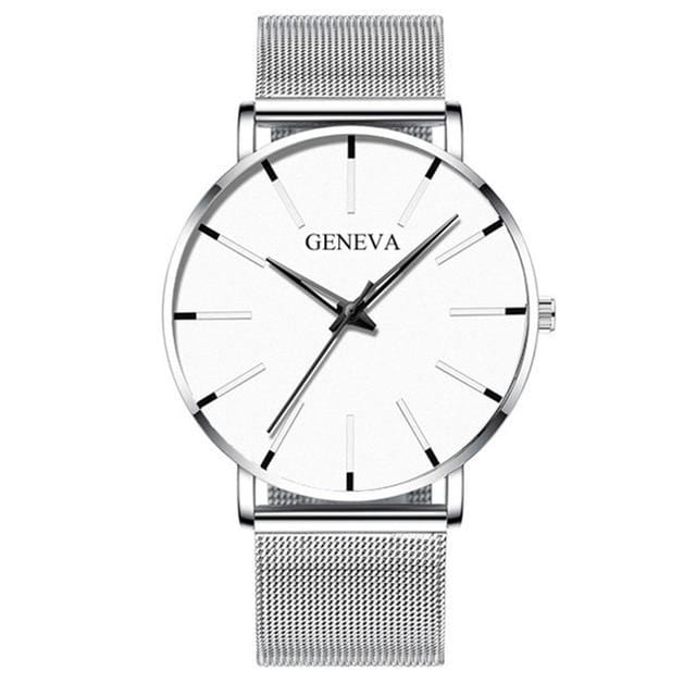 High-end watch minimalist men's fashion ultra-thin watch simple men's business stainless steel mesh quartz watch Relogio Masculi