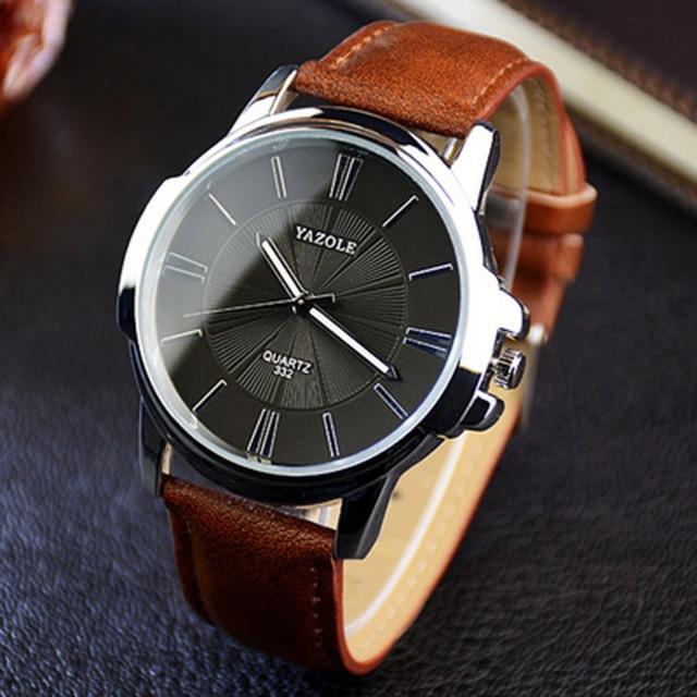 Newest YAZOLE Mens Watches Top Brand Luxury Blue Glass Watch Men Watch Waterproof Leather Roman Men's Watch Male Clock relojes