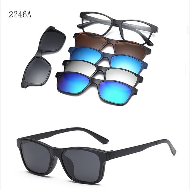 RUISIMO 5 lenes Magnet Sunglasses Clip Mirrored Clip on Sunglasses clip on glasses Men Polarized Custom Prescription Myopia