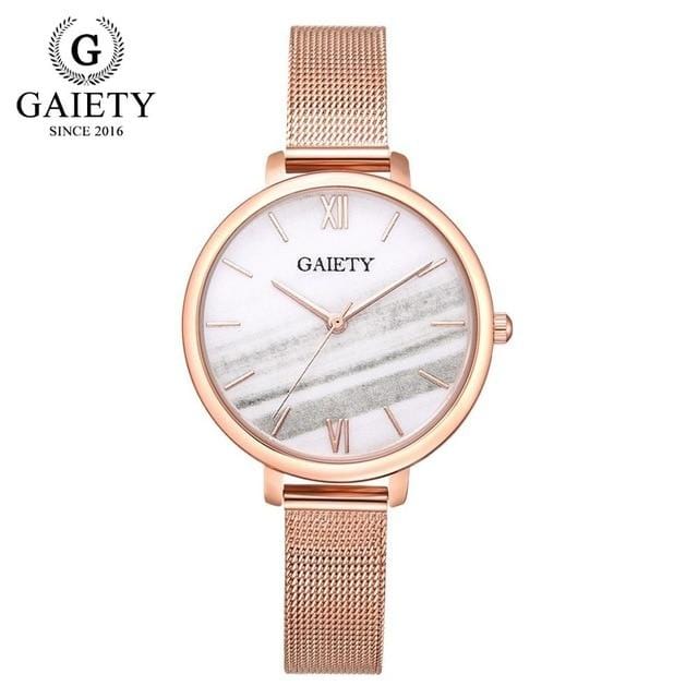 Gaiety Luxury 2 PCS Set Watch Women Rose Gold Water Drill Bracelet Watch Jewelry Ladies Female Hour Casual Quartz Wristwatches