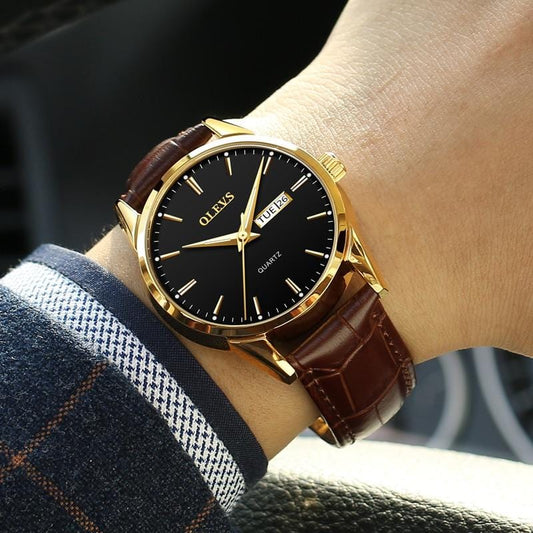 OLEVS Mens Watches Top Brand Luxury Quartz Wrist watch reloj hombre Fashion Casual Business Leather Men Watch Relogio Masculino