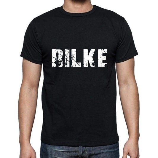 Rilke Mens Short Sleeve Round Neck T-Shirt 5 Letters Black Word 00006 - Casual
