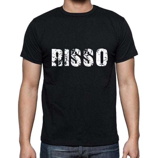 Risso Mens Short Sleeve Round Neck T-Shirt 5 Letters Black Word 00006 - Casual