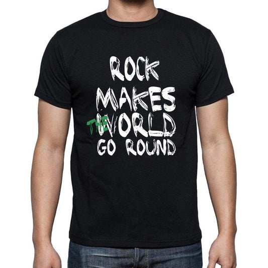 Rock World Goes Arround Mens Short Sleeve Round Neck T-Shirt 00082 - Black / S - Casual