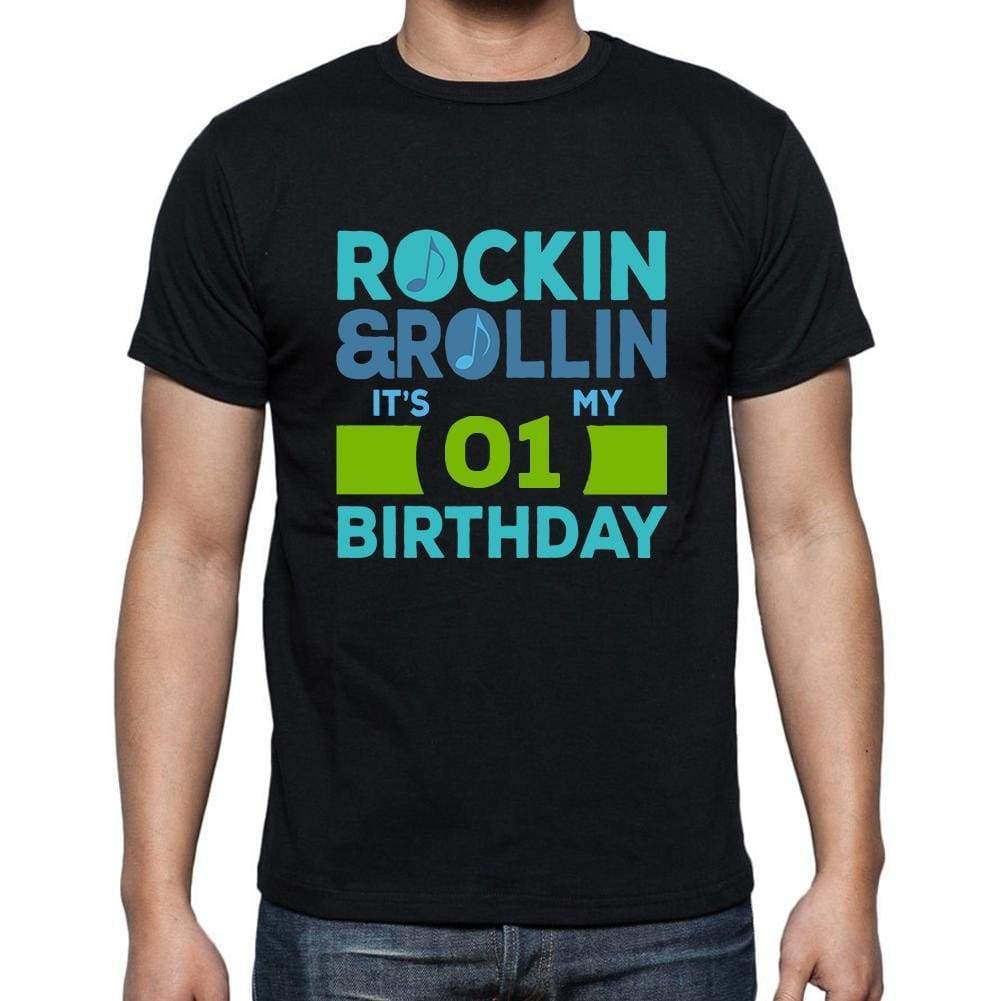 Rockin&rollin 01 Black Mens Short Sleeve Round Neck T-Shirt Gift T-Shirt 00340 - Black / S - Casual