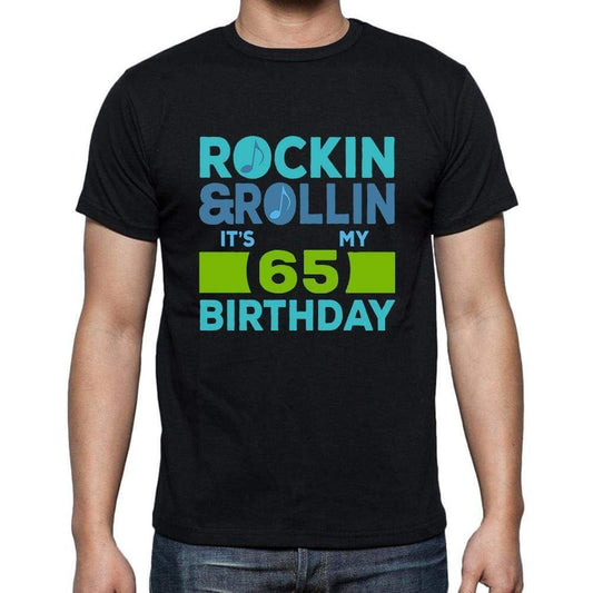 Rockin&rollin 65 Black Mens Short Sleeve Round Neck T-Shirt Gift T-Shirt 00340 - Black / S - Casual