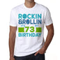 Rockin&rollin 73 White Mens Short Sleeve Round Neck T-Shirt 00339 - White / S - Casual