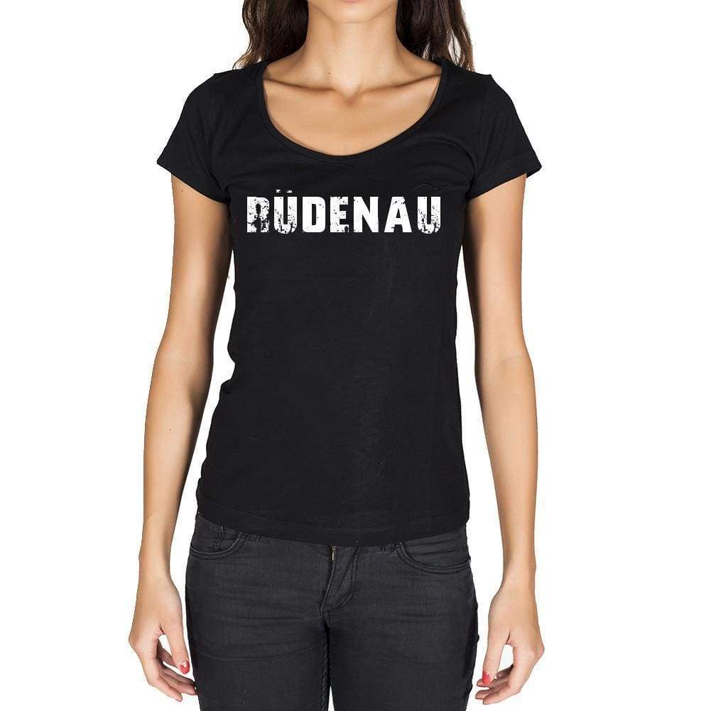 Rüdenau German Cities Black Womens Short Sleeve Round Neck T-Shirt 00002 - Casual