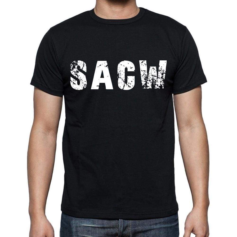 Sacw Mens Short Sleeve Round Neck T-Shirt 4 Letters Black - Casual