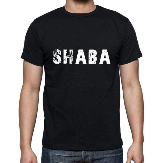 Shaba Mens Short Sleeve Round Neck T-Shirt 5 Letters Black Word 00006 - Casual