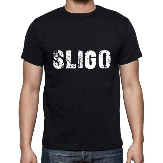 sligo Men's Short Sleeve Round Neck T-shirt , 5 letters Black , word 00006 - Ultrabasic