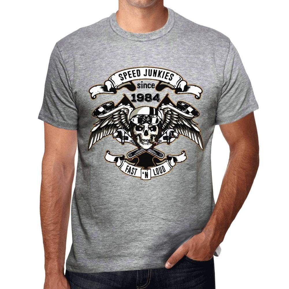 Speed Junkies Since 1984 Mens T-Shirt Grey Birthday Gift 00463 - Grey / S - Casual