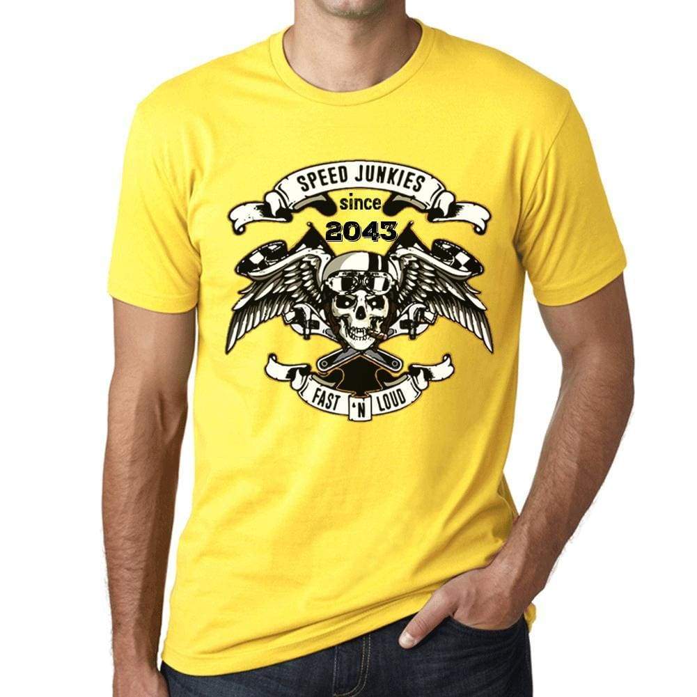 Speed Junkies Since 2043 Mens T-Shirt Yellow Birthday Gift 00465 - Yellow / Xs - Casual