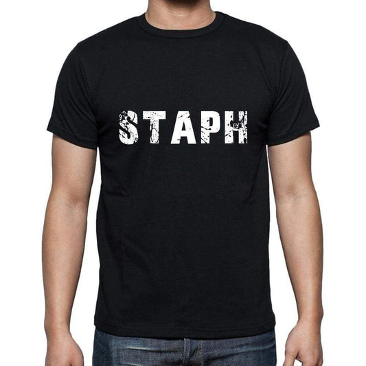 Staph Mens Short Sleeve Round Neck T-Shirt 5 Letters Black Word 00006 - Casual