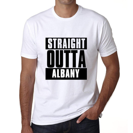 Straight Outta Albany Mens Short Sleeve Round Neck T-Shirt 00027 - White / S - Casual