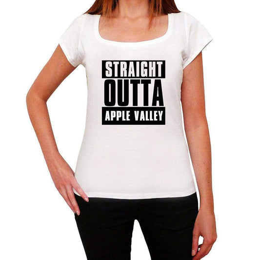 Straight Outta Apple Valley Womens Short Sleeve Round Neck T-Shirt 00026 - White / Xs - Casual