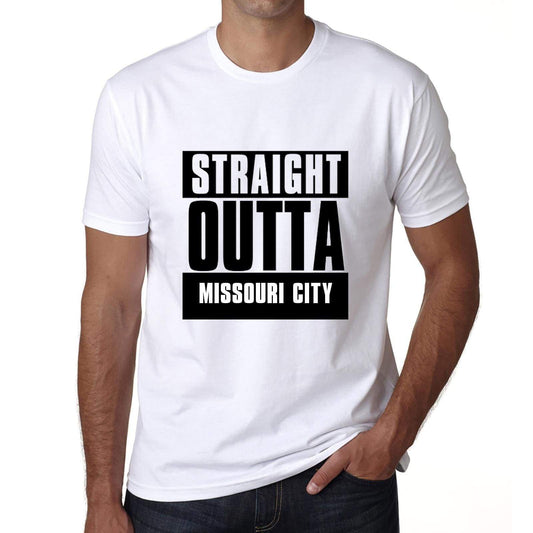 Straight Outta Missouri City Mens Short Sleeve Round Neck T-Shirt 00027 - White / S - Casual