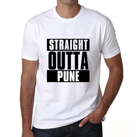 Straight Outta Pune Mens Short Sleeve Round Neck T-Shirt 00027 - White / S - Casual