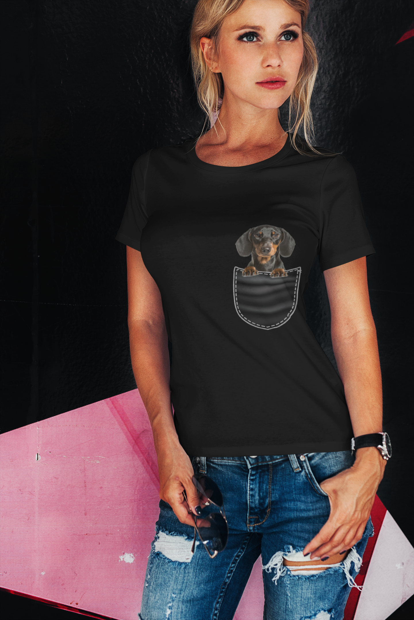 ULTRABASIC Graphic Women's T-Shirt Dachshund - Cute Dog In Your Pocket