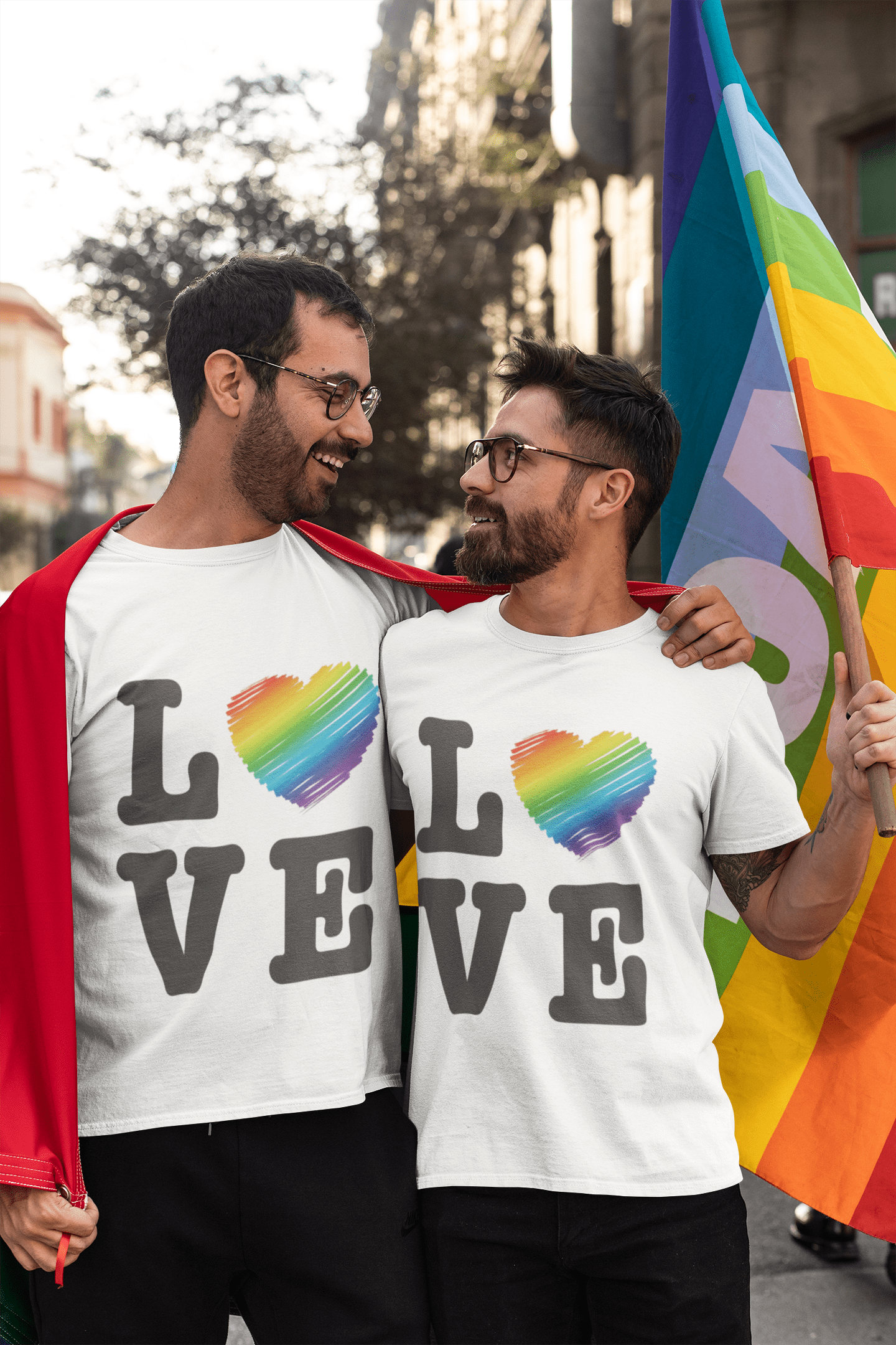 Men's Graphic T-Shirt LGBT Love Deep Black Round Neck