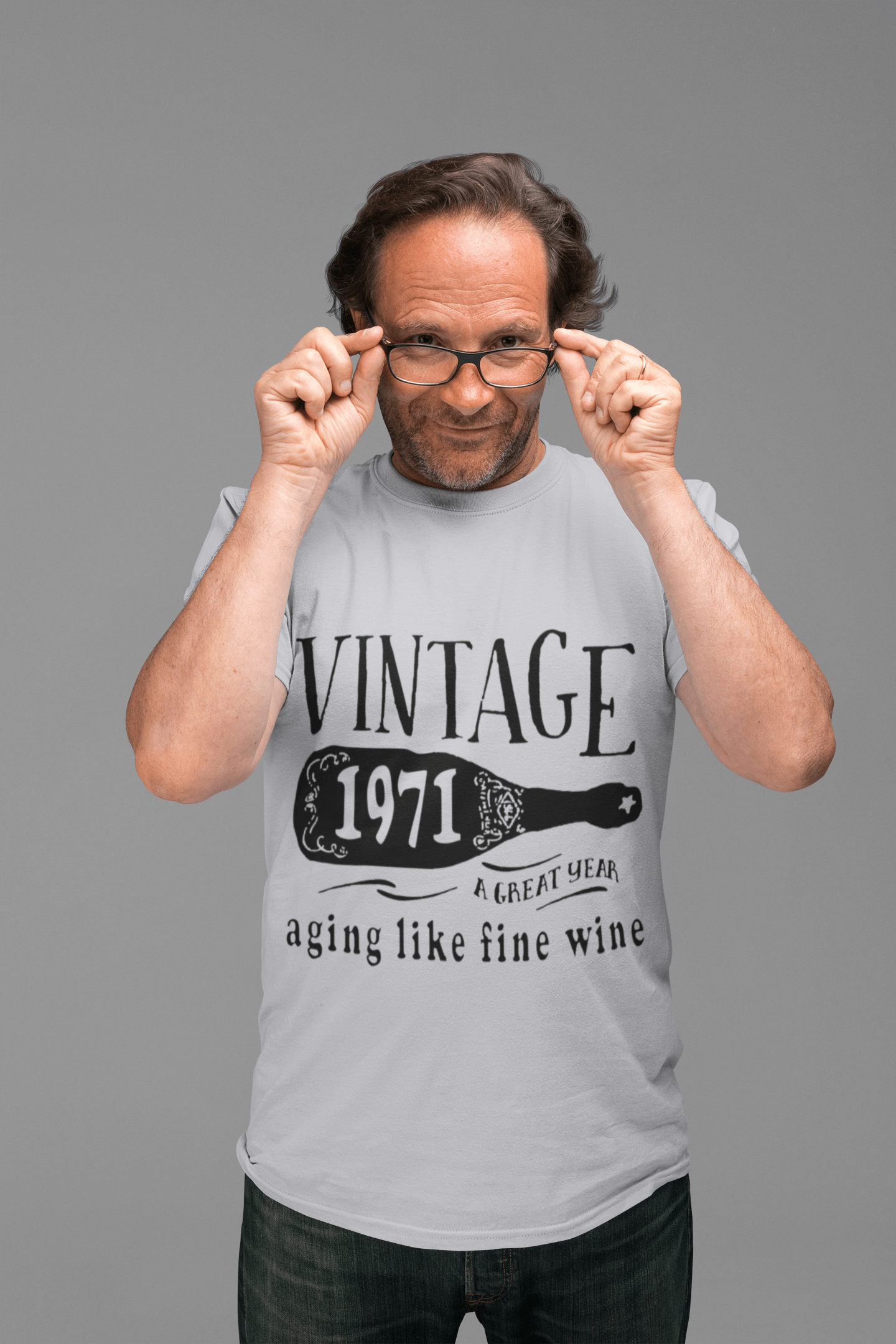 1971 Aging Like a Fine Wine Men's T-shirt Grey Birthday Gift 00459