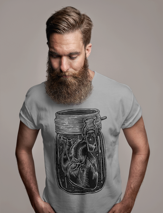 ULTRABASIC Men's Graphic T-Shirt Heart in Jar - Sarcasm Shirt for Men