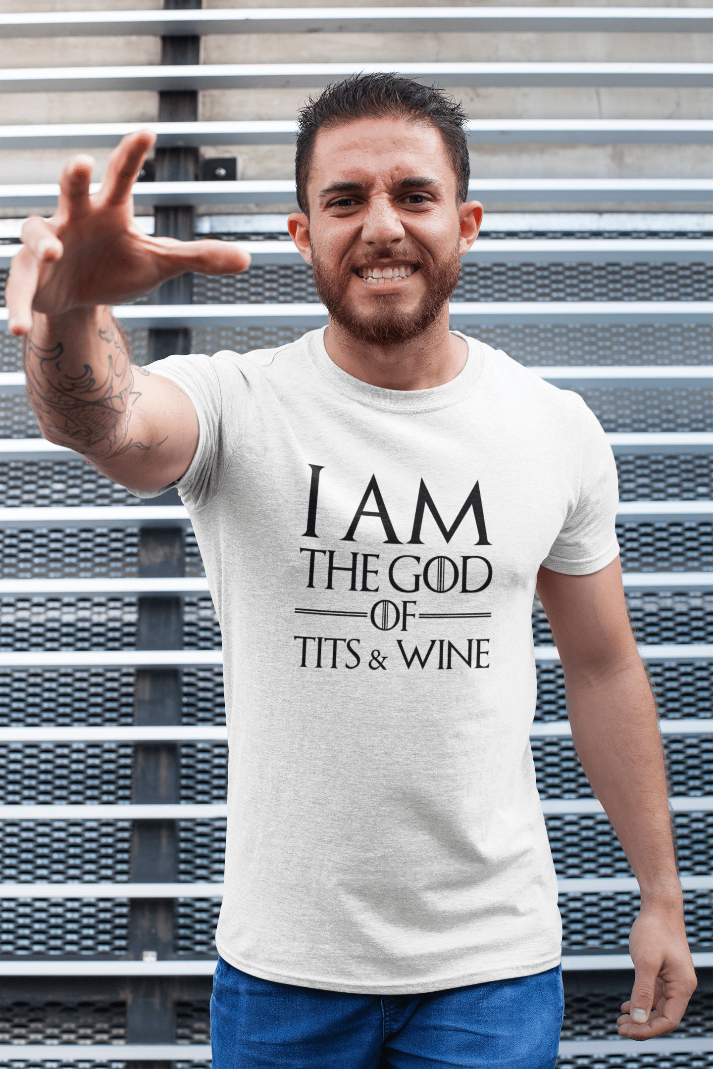 I Am The God Of T*ts and Wine - GOT T-shirt - Men's Black T-shirt,100% cotton 00261