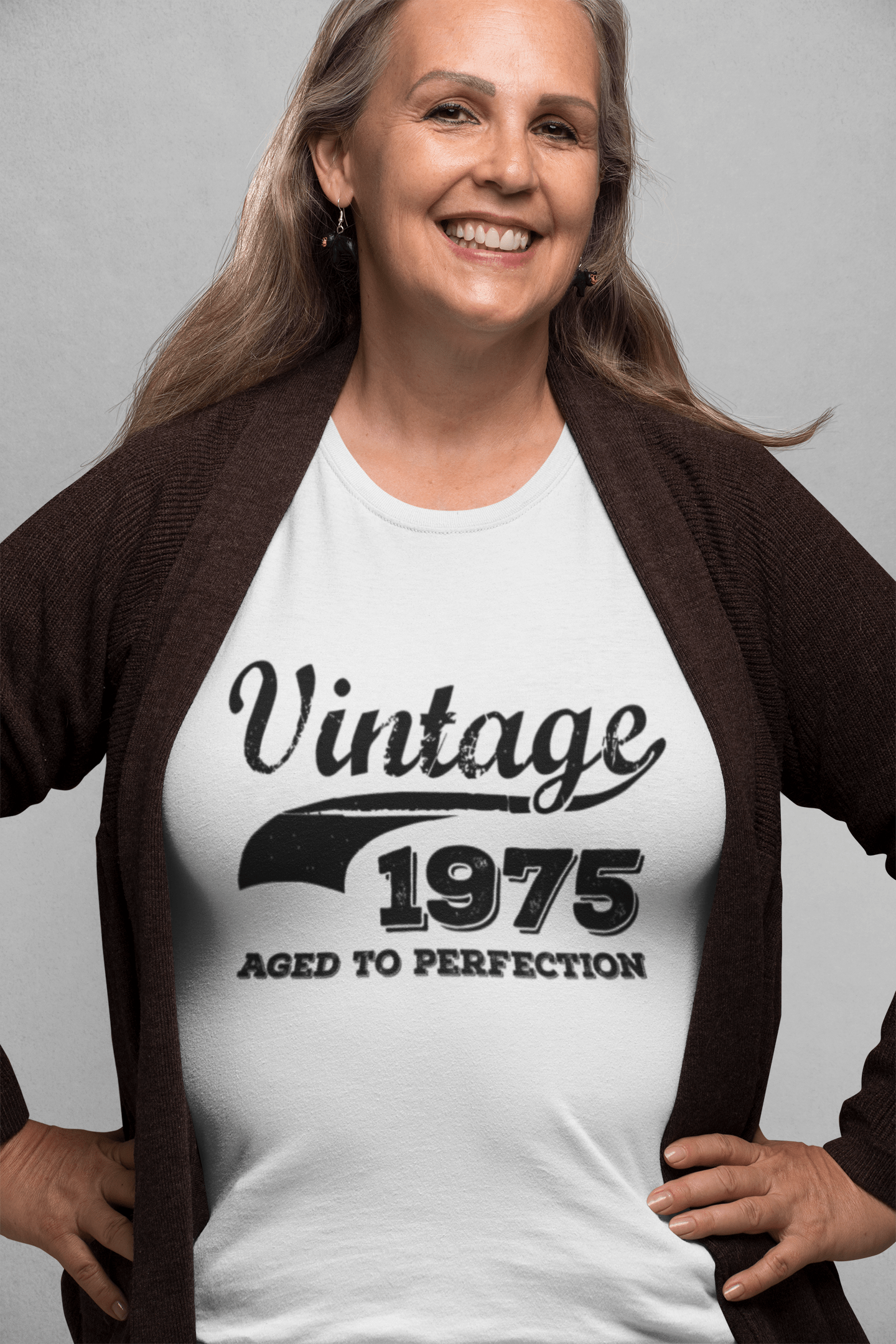 Vintage Aged To Perfection 1975, White, Women's Short Sleeve Round Neck T-shirt, gift t-shirt 00344