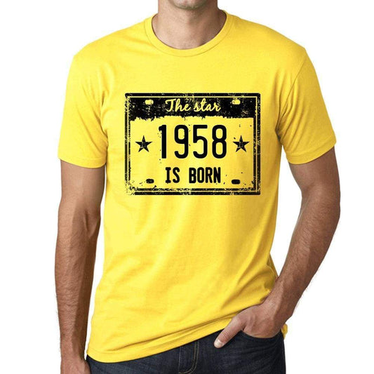 The Star 1958 Is Born Mens T-Shirt Yellow Birthday Gift 00456 - Yellow / Xs - Casual