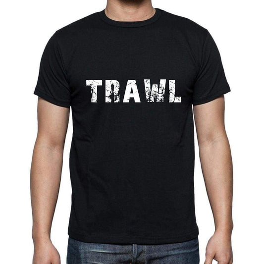 trawl Men's Short Sleeve Round Neck T-shirt , 5 letters Black , word 00006 - Ultrabasic