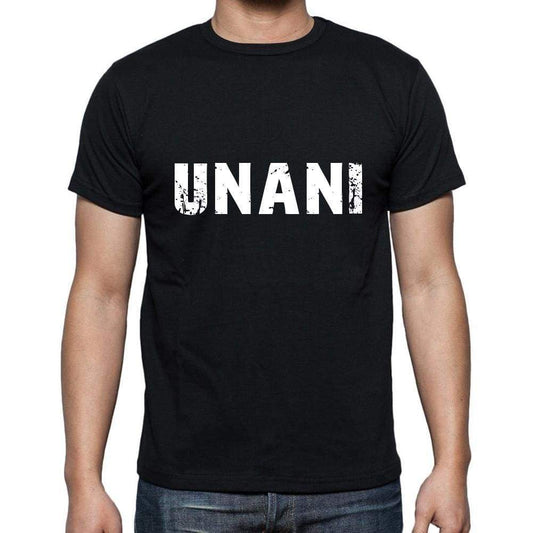 Unani Mens Short Sleeve Round Neck T-Shirt 5 Letters Black Word 00006 - Casual