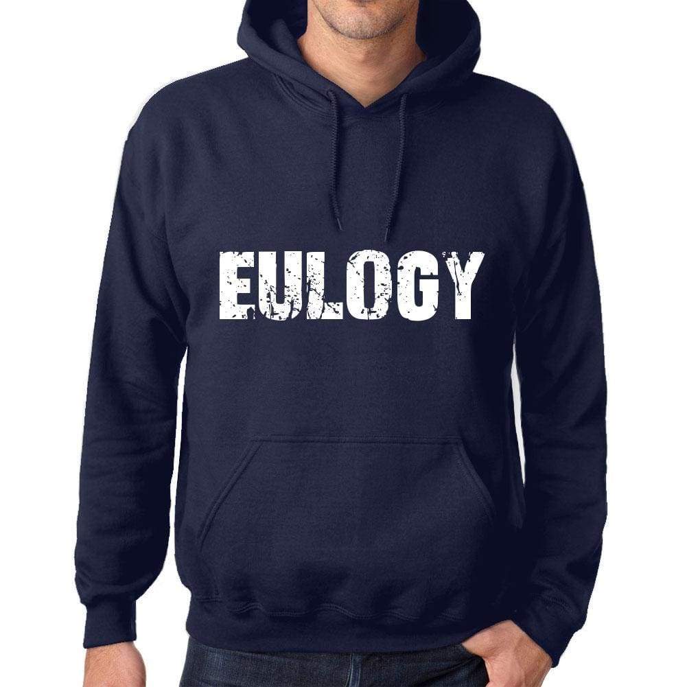 Unisex Printed Graphic Cotton Hoodie Popular Words Eulogy French Navy - French Navy / Xs / Cotton - Hoodies