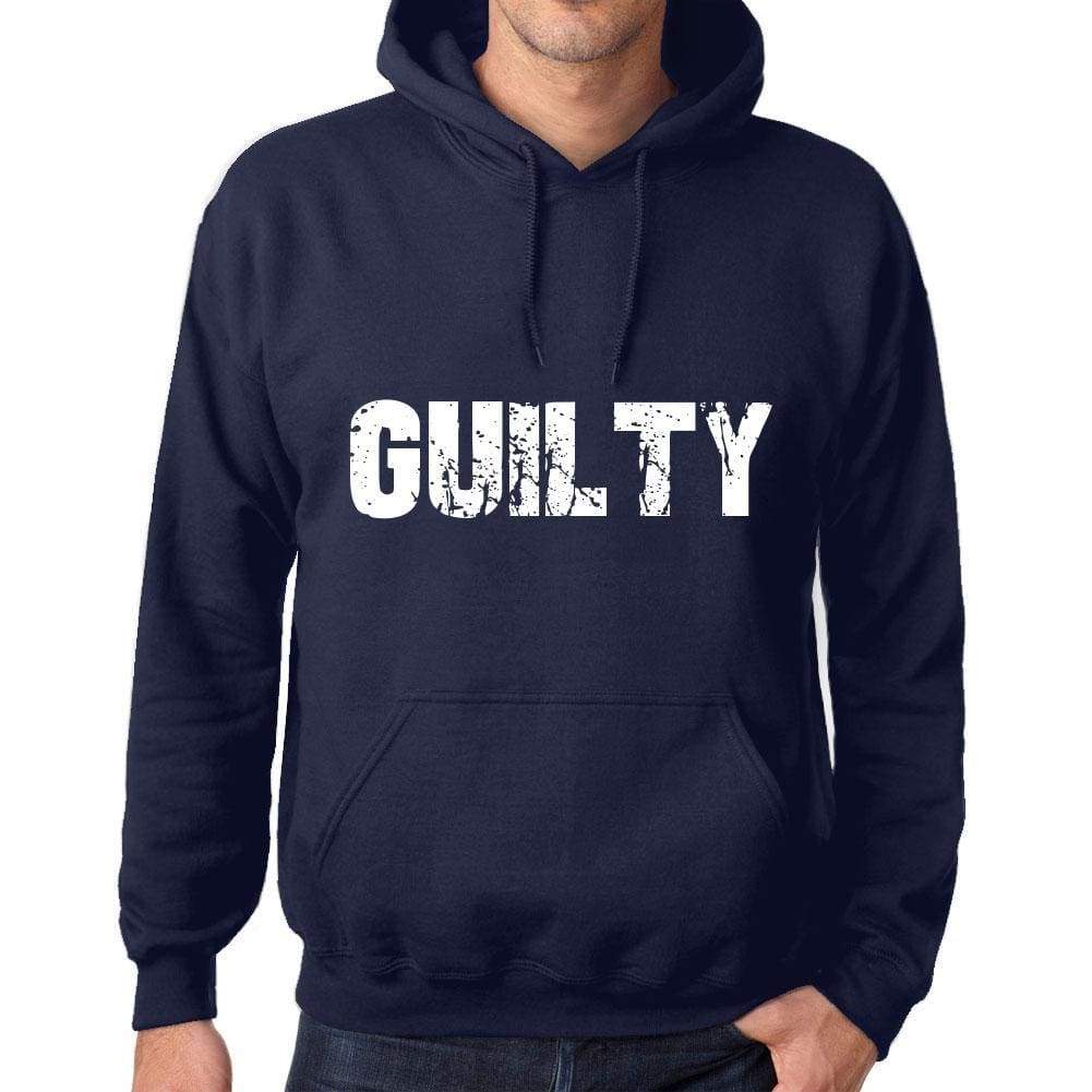 Unisex Printed Graphic Cotton Hoodie Popular Words Guilty French Navy - French Navy / Xs / Cotton - Hoodies